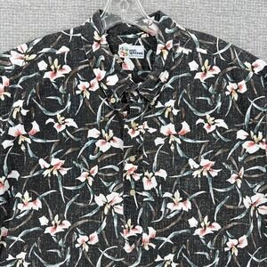 Vtg Y2K Reyn Spooner Shirt Sz 3XL Black White Plumeria Hawaii Kloth Popover K